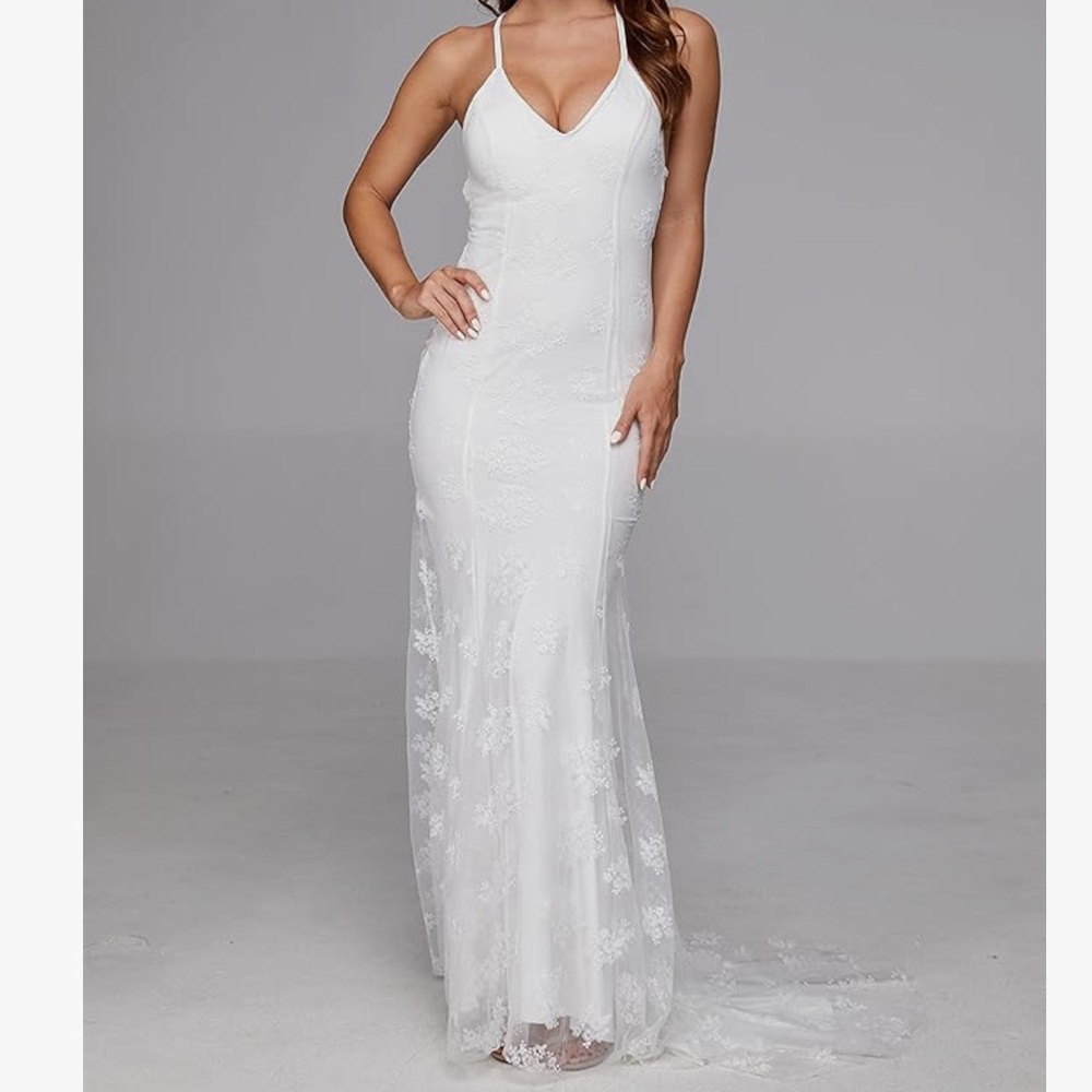 Clothink White Floral Print Gauze Panel Multi Layer Sleeveless Dress